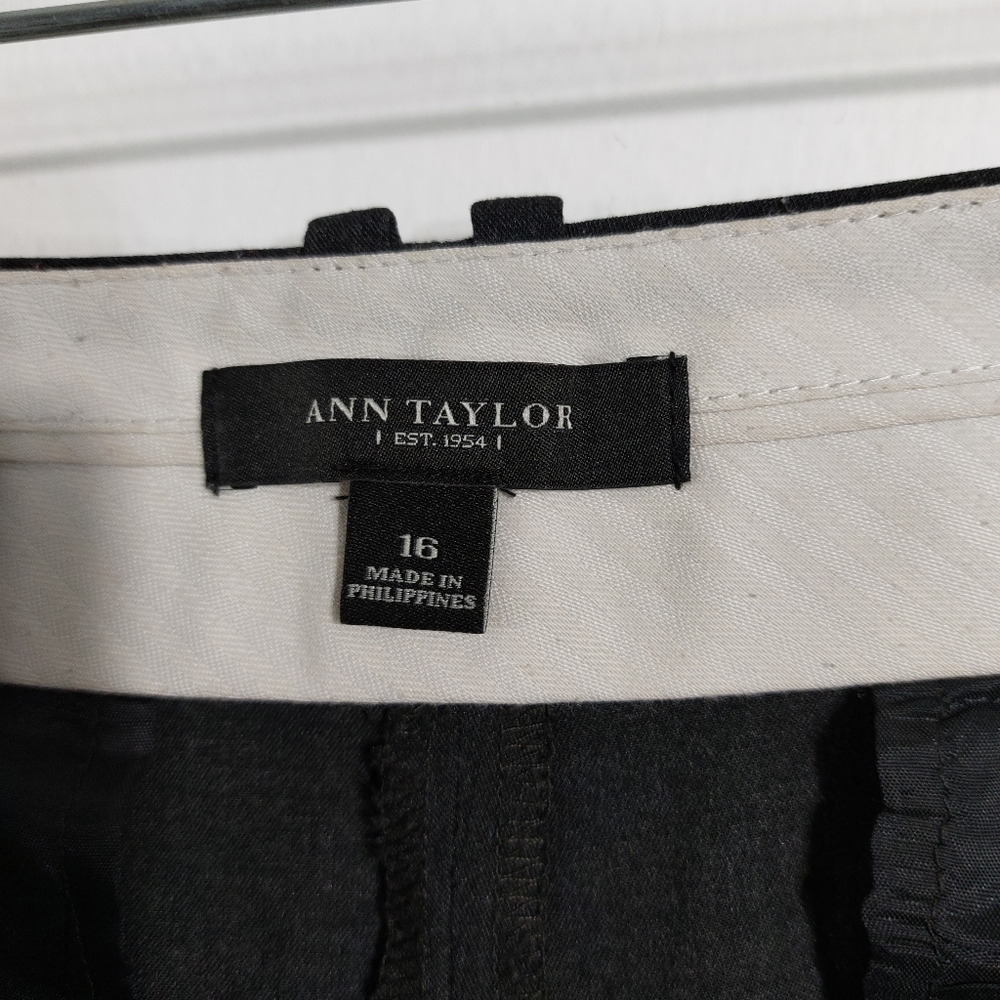 SOLD Ann Taylor Charcoal Gray Flat Front Straight Leg Dress Pants Size 16 - Picture 5 of 9